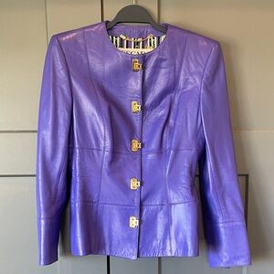 Escada VINTAGE Purple Leather Jacket with Gold Hardware🌺